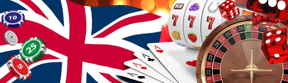 The Union Jack with cards, slots, dice and roulette wheel